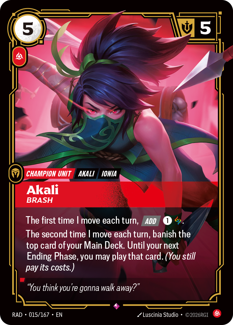 Akali, Brash — Riftbound RAD-015/167