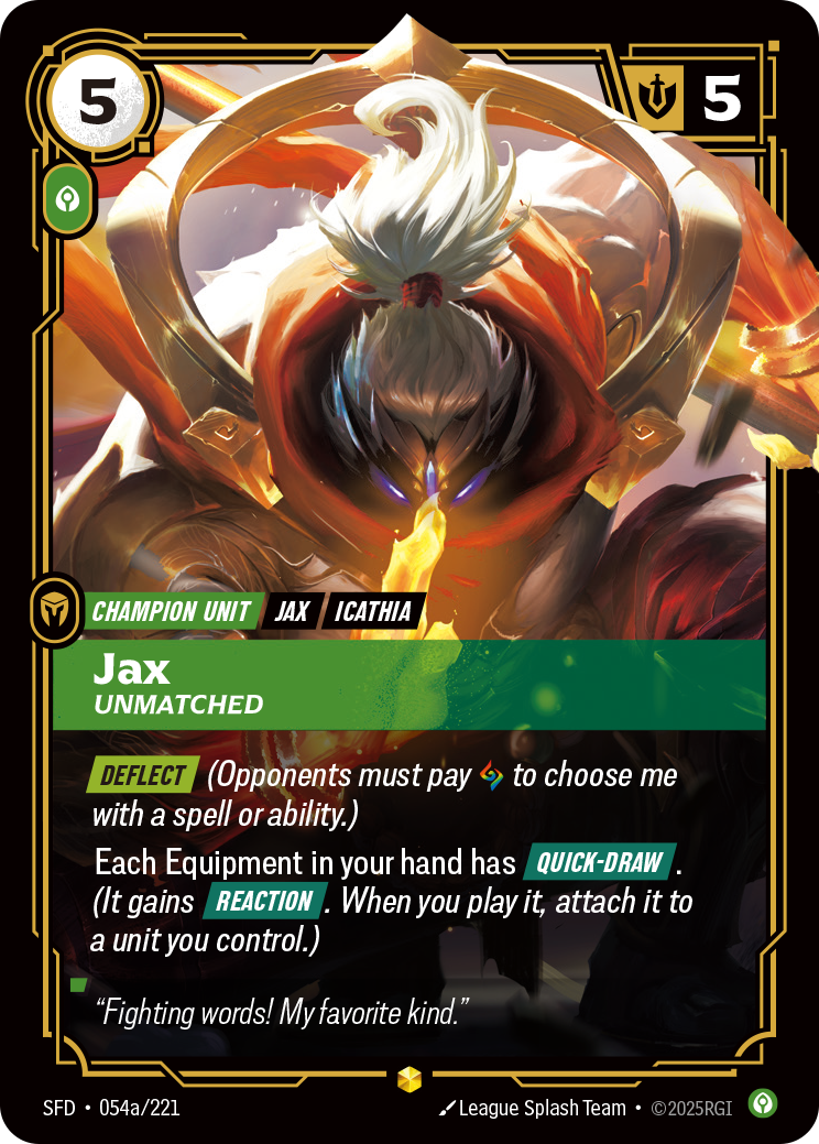 Jax, Unmatched — Riftbound SFD-054a/221