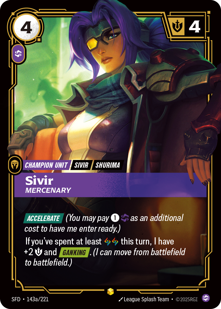 Sivir, Mercenary — Riftbound SFD-143a/221