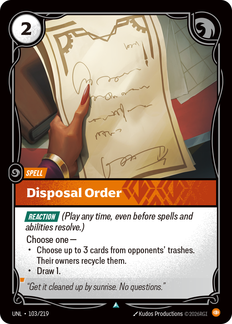 Disposal Order — Riftbound UNL-103/219