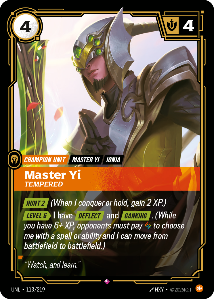 Master Yi, Tempered — Riftbound UNL-113/219