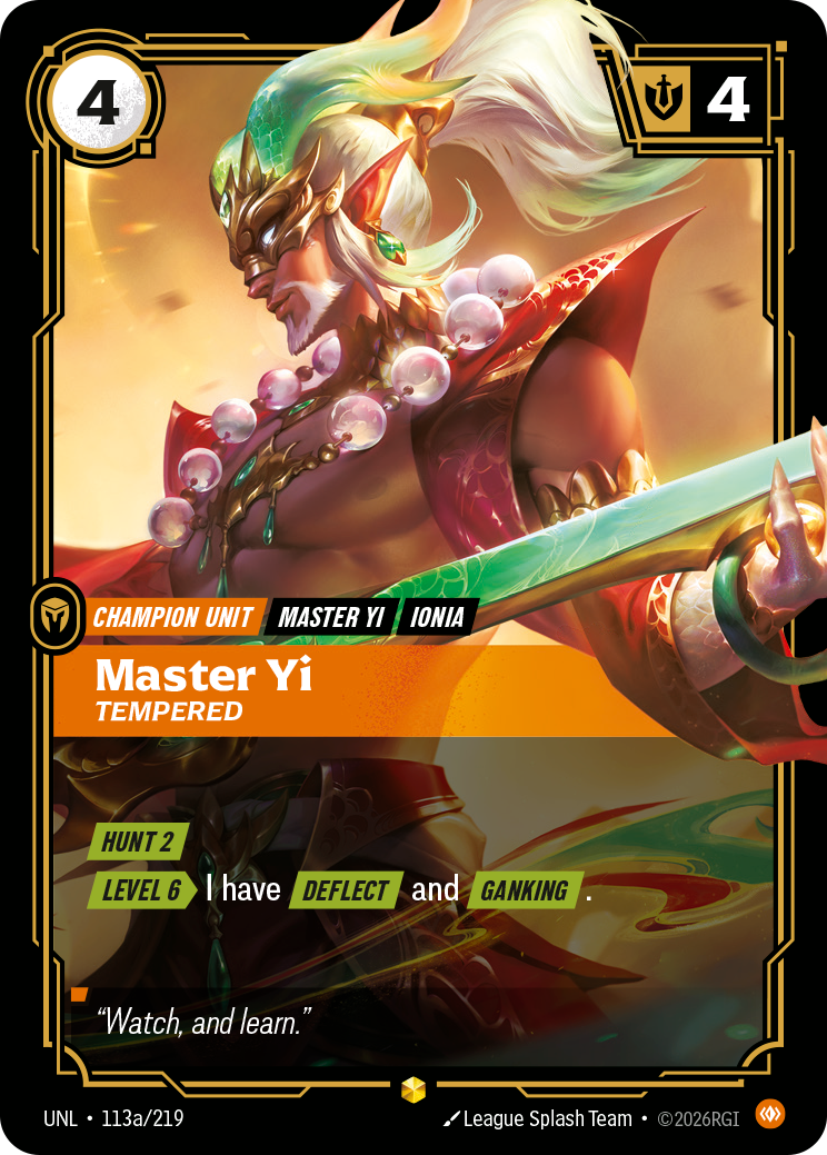 Master Yi, Tempered — Riftbound UNL-113a/219