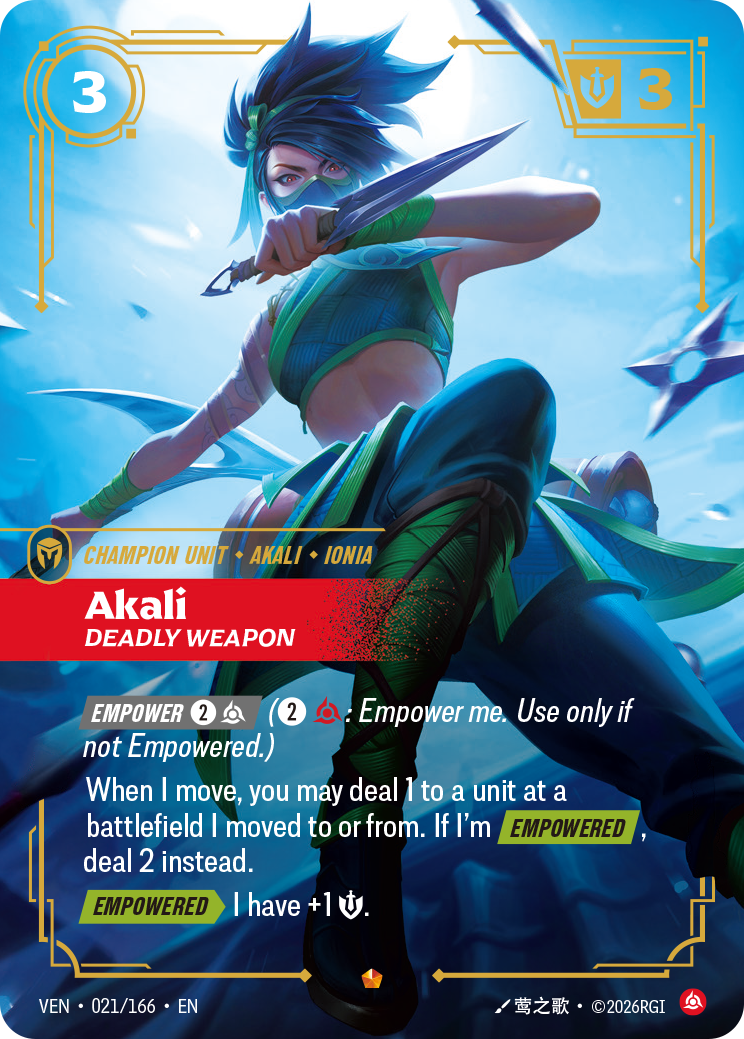 Akali, Deadly Weapon — Riftbound VEN-021/166