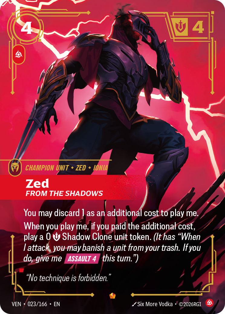 Zed, From the Shadows — Riftbound VEN-023/166