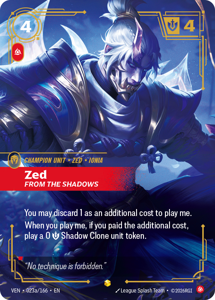 Zed, From the Shadows — Riftbound VEN-023a/166