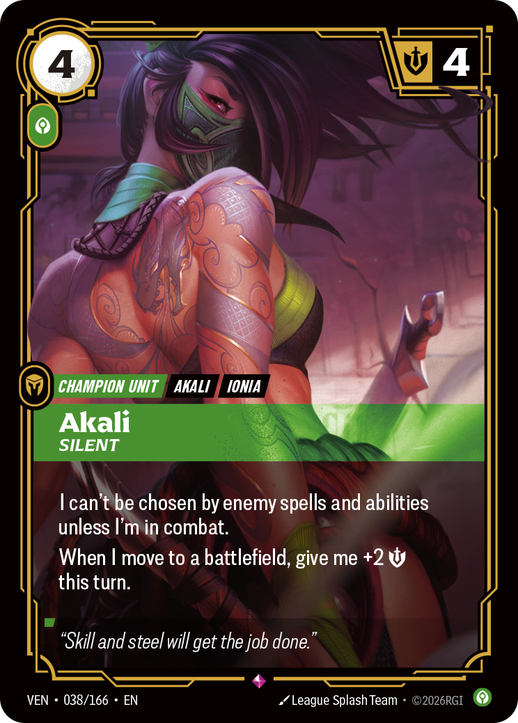 Akali, Silent — Riftbound VEN-038/166