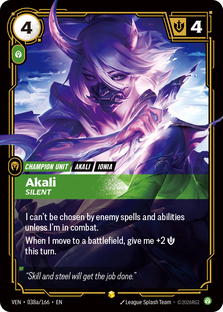 Akali, Silent — Riftbound VEN-038a/166