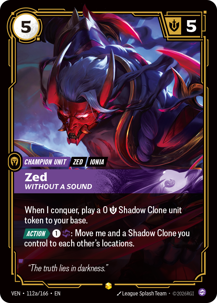 Zed, Without a Sound — Riftbound VEN-112a/166